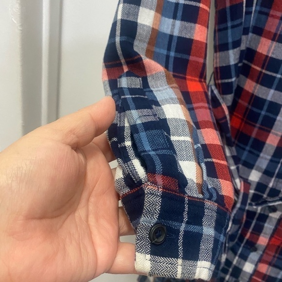 Universal Thread Blue Plaid Buttoned Down Shirt Dress - Picture 7 of 7